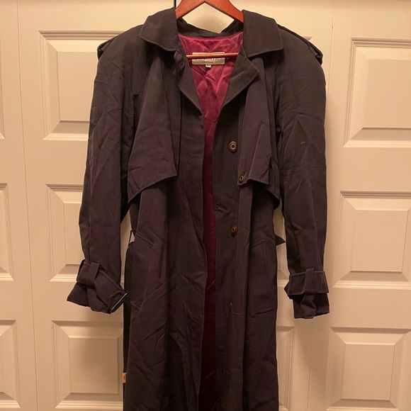 Vintage Christian Dior Navy Blue Trench Coat - Size 10 - Picture 1 of 5